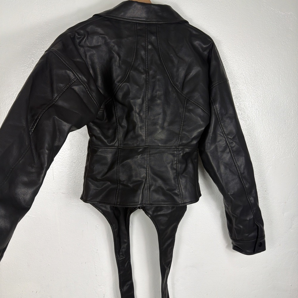 Azalea Wang Faux Leather Black Corset Jacket S Contemporary Modern - Picture 3 of 8